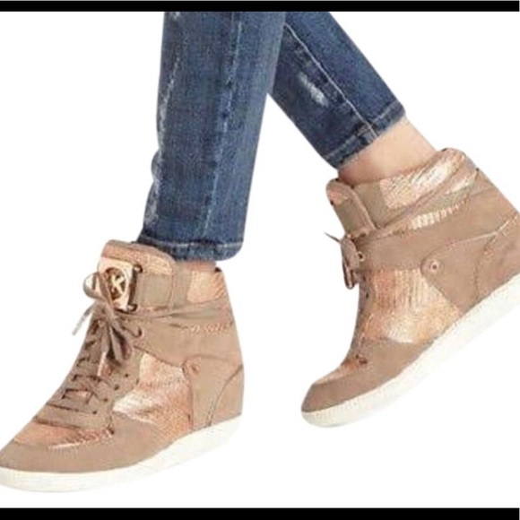 michael kors gold wedge sneakers